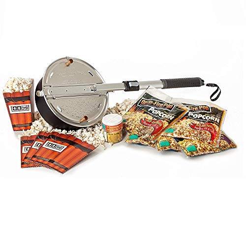 Wabash Valley Farms - Open Fire Pop Gift Set - 5 Popcorn Kits - 4 Seasoning Sampler - 4 Disposable Tubs