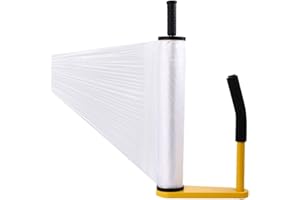 Homaisson Stretch Film Dispenser, Telescopic Shrink Wrap Dispenser for 12-Inch 18-Inch Film Rolls, Stretch Film Packing Machine with Tension Adjustment Handle, Wrap Film Holder Fits 3-Inch Core
