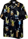 Happy Hour Party Tropical Drinks Cocktails Hawaiian Shirt