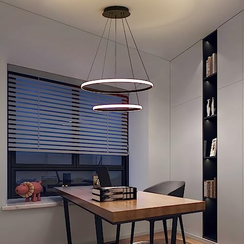 Dimmable LED Pendant Light for Dining Room, 2 Ring