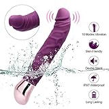 8Inch Cordless Vibrating Wand Massager 10 Speed, Luvkis Realistic Dildo Vibrator Toy Waterproof & Rechargeable for Woman and Couple Playing Back,Neck & Shoulder Aches