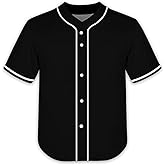 Kids Baseball Jersey Black White Toddler Softball Jersey for Boy Girl Plain Practice Shirt Youth Sports Button Down T-Shirts 8Y