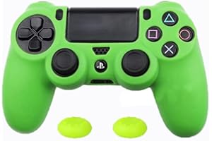 ZOMTOP Silicone PS4 Controller Case: A Second Skin for Your Gamepad - Soft, Anti-Slip, Shockproof - Original Color with Grips and Caps(Green)