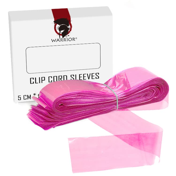 WARRIOR Cord Cover Grips Disposable Tattoo Machine Tattoo Sleeves Cord Covers 5 x 116 cm Pack of 125 Colours Red Blue Black (RED)