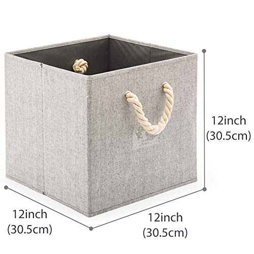 EZOWare [Set of 4] Foldable Fabric Storage Cube Bins with Cotton Rope