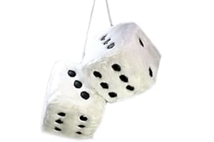 KIMISS Fuzzy Dice Vintage, Car Pendant Hanging Plush Dice Craps Automobiles Rear View Mirror Hanging Decoration Car Mirror Ha