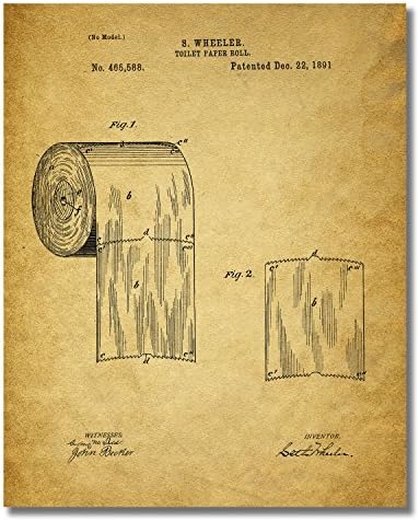 Toilet Paper Patent Print - Bathroom Wall Art 8x10 Photo