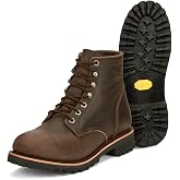 Chippewa Classic 6" Soft Toe Leather Work Boots for Men, Orthotic Insole | Vibram Lug Grip, Goodyear Welt Build, Full-Grain Leather, Unlined Upper, Fall Jobsite Wear, Construction Boots, Logger Boots