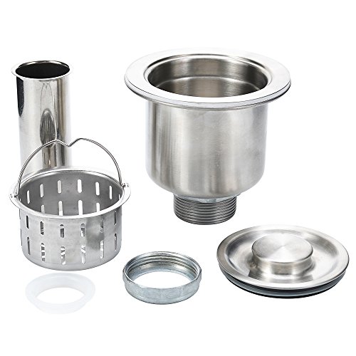 3½ Inch Kitchen Sink Drain Assembly With DEEP Strainer Basket - 304 Stainless Steel Strainer and Drain Kit (Deep Basket)