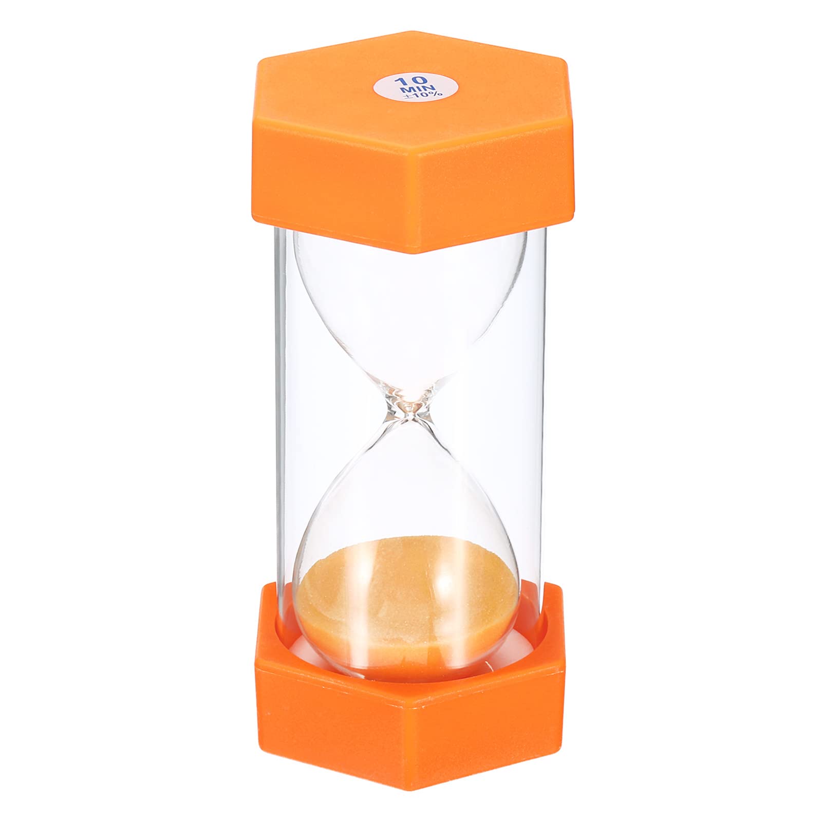PATIKIL 10 Minute Sand Timer, Hexagon Small Sandy Clock with Plastic Cover, Count Down Sand Glass for Games, Kitchen, Party Favors DIY Decoration, Orange