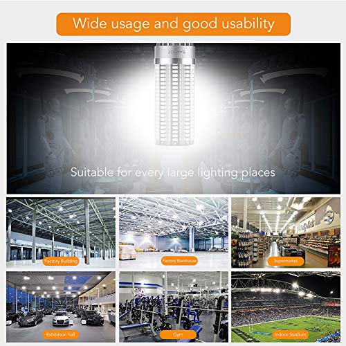 BARPOT LED Corn Bulb - 54Watt(450 Watt Equivalent) 6200 Lumen 6500K Cool Daylight,E26 to E39 Mogul Base Adapter,for Large Area Lighting Outdoor Indoor Garage Warehouse High Bay Barn Backyard and More