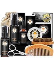 Upgraded Beard Grooming Kit w/Beard Conditioner,Beard Oil,Beard Balm,Beard Brush,Beard Shampoo/Wash,Beard Comb,Beard Scissors,Storage Bag,Beard E-Book,Beard Growth Care Gifts for Men