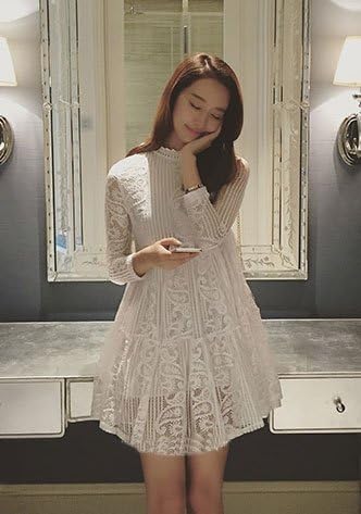 Amazon 無地 総レース フリルネック 長袖 フレアミニワンピース 黒 白 フリーサイズ 白 ワンピース チュニック 通販