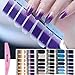BlueZOO 6 Sheets Shiny Nail Art Stickers, Nail Strips with File (Style 1)