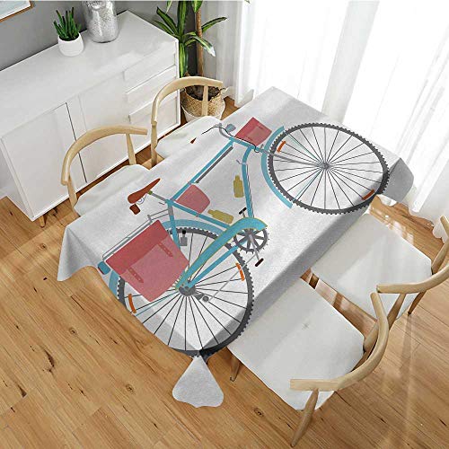 Bicycle,Tablecovers Rectangular Classic Touring Bike with Derailleur and Saddlebags Healthy Active Lifestyle Travel Table Cover for Outdoor and Indoor Multicolor 60"x 120"