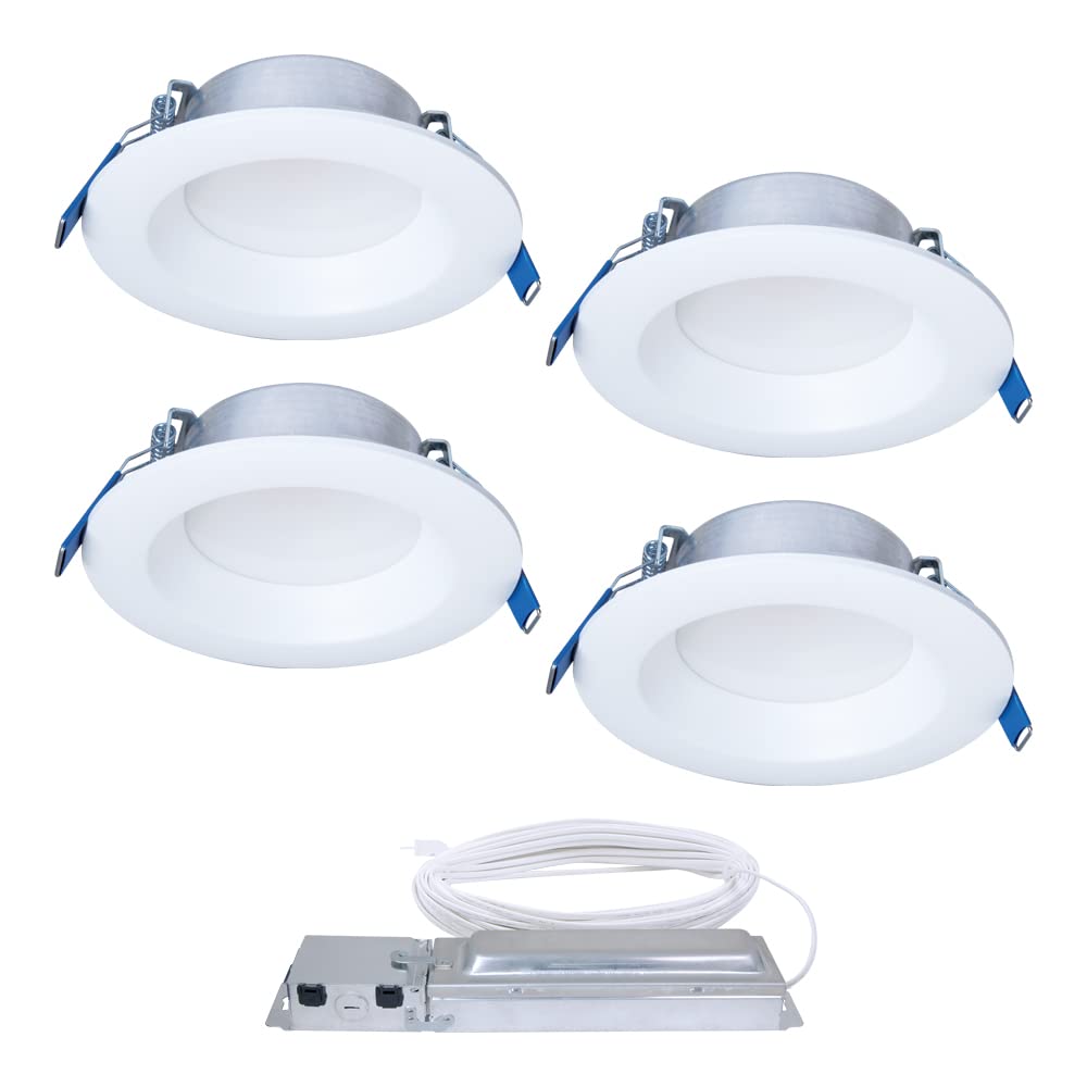 Photo 1 of HALO 4 inch Quicklink Canless LED Downlight Selectable 2700K, 3000K, 3500K, 4000K, 5000K CCT – White (4 pack)