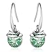 UHIBROS Magic Love Bean Women's Swarovski Element Crystal French Wire Dangle Earrings (Green)
