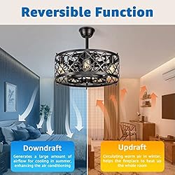 SUNVIE Caged Ceiling Fan with Lights Remote Control