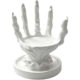 NVSHIQWEI Skeleton Witch Skull Hand Jewelry Holder Gothic Ring Decor Stand | Halloween Resin Jewelry Trays Organizer Tea Light Candle Holders Witch Hand Jewelry Holder Vanity Table Display Stand Gift