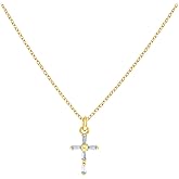 Jewels By Lux Sterling Silver Yellow-tone Womens Baguette Cubic-Zirconia Cross Charm Necklace