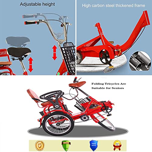 HMGAQNP Tricycle Adult Folding 3 Wheel Bike, Elderly Cruises Trike Bike
