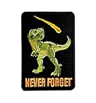 "Dinosaur Never Forget" Asteroid & Tyrannosaurus Rex Humor - Iron on Embroidered Patch Applique