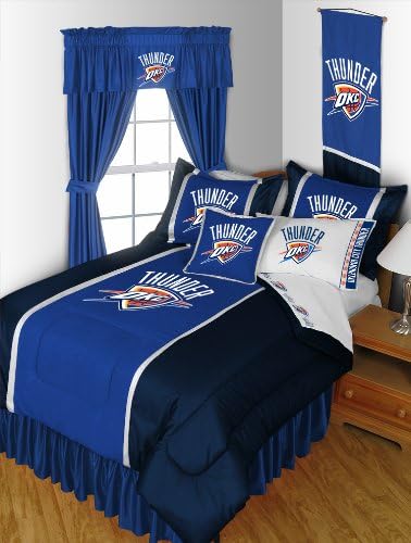 OKLAHOMA CITY THUNDER 8 PIECE FULL COMFORTER SET BED IN A BAG (COMFORTER, FLAT SHEET, FITTED SHEET, 2 - PILLOW CASES, 2 - PILLOW SHAMS, BED SKIRT)