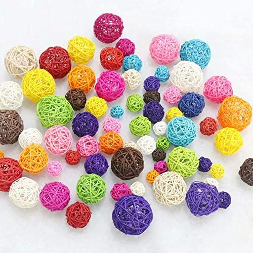 Doyime 10pcs Rattan Ball Bird Toy DIY Accessory Toy for Parrot Budgie Parakeet Cockatiel Conure Lovebird Macaw African Grey Cockatoo Amazon Cage Part Random Color