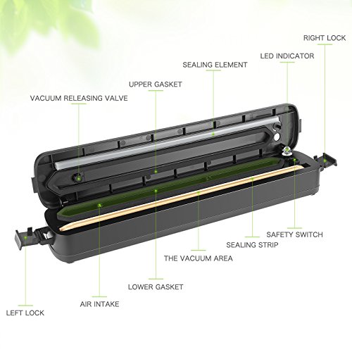 Automatic Vacuum Sealer Machine, FLAGPOWER Vacuum Sealer with 15PCS Free Sealer Bags Air Sealing System for Food Preservation Preserve Food Flavor and Overall Quality - Thumbnail 2