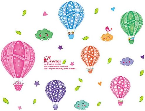 Adam Victor 2 Pcs Removable Creative 3D Colorful Hot Air Balloons DIY Wall Decals Kids Room Wall Decorations Art Décor Stickers Nursery Décor PVC Decal Bedroom Bathroom Window Sticker