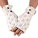 Sunward New Womens Lace Knitted Fingerless Gloves Arm Warmer Thumb Hole Mittens (White button)