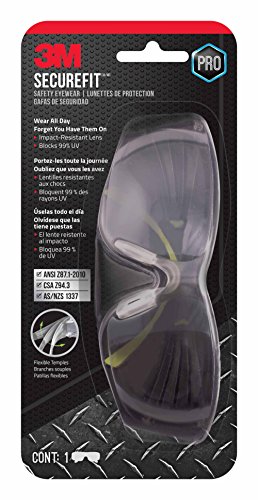 3M SF400M-WV-6-PS Secure-Fit 400 Indoor/Outdoor Anti-Scratch Eye Protection Glasses, Black