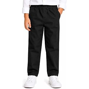 Winmany Boys School Uniform Pants Kids Cotton Stretch Chino with Elastic Waist Slim Fit Trousers for School & Daily Wear