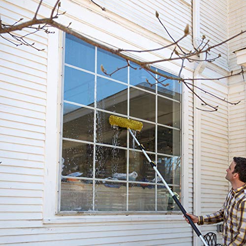 DocaPole 24” Window Scrubber for Large Windows Chenille Microfiber Washer for Cleansing Glass