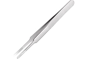 Precision Flat Round Tip Tweezer, Professional Stainless Steel Tweezers for Electronics Laboratory Craft Work, Ingrown & Faci