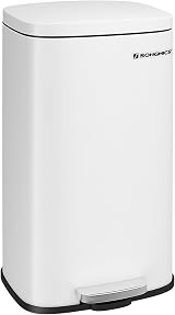 SONGMICS Kitchen Bin 50 L Pedal Soft Close Steel Inner Bucket White LTB101W01