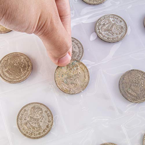 20-Pocket Vinyl Coin Sleeves | 20 Three-Ringed Sheets of Coin Holders for Collections | Protection Supplies for Vintage Currency, Money | Covers Prevent Stains, Weathering, Rust, and More