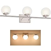 YHTlaeh New Bathroom Vanity Light Fixtures 3 Lights Brushed Nickel Glass Shade Modern Wall Bar Sconce Over Mirror