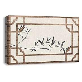 Canvas Wall Art Traditional Chinese Windows View Painting Artwork for Home Prints Framed - 12x18 inches