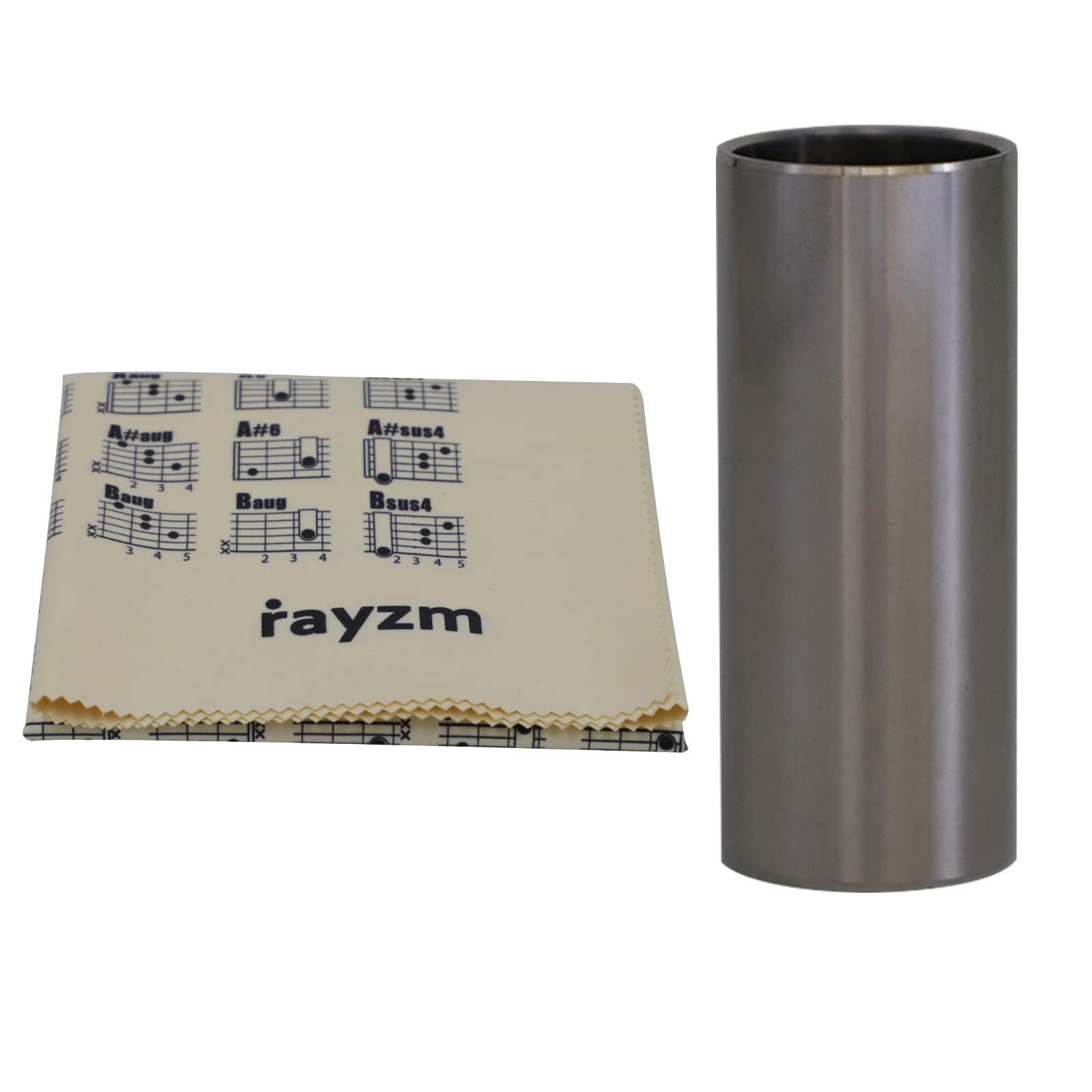 Rayzm Stainless Steel Guitar Slide & Guitar Chords Chart Cleaning Cloth, 6 * 2.1 cm (L*ID) Finger Knuckle Guitar String Slide
