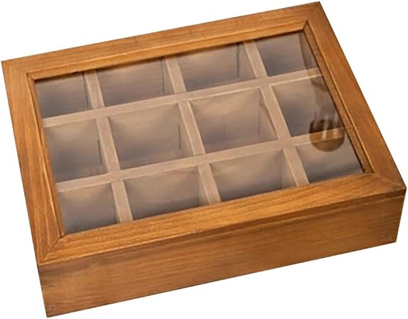 Chinashow - Caja de Almacenamiento para té de Madera con Tapa de Cristal: Amazon.es: Hogar