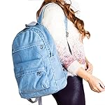 Urmiss Unisex Vintage Travel Backpack School Bag Casual Rucksack Retro Denim Backpack College Bag Double Zipper Daypack