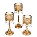 Amalfi Décor Victoria 3-Piece Antique Gold Hurricane Candle Holder Set with Crystals, Metal Pillar Wedding Accent Stand