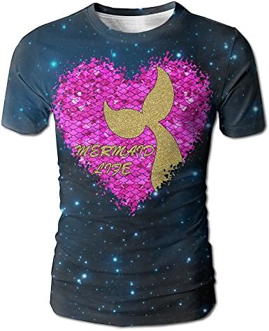 MOCDSAR Bling Mermaid Life Starfish Heart Men's Short Sleeve T-Shirt S