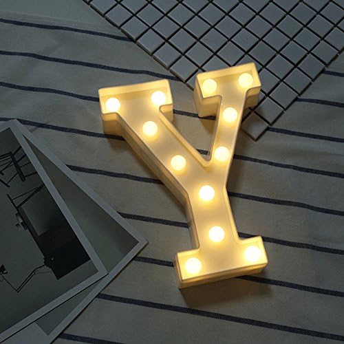 MUITOBOM LED Light Up Alphabet Letter Lights LED Alphabet Lights 26 Letters Sign Plastic Light up Word for Birthday Wedding Party Bar Bedroom Wall Hanging Night Decorations (Y)