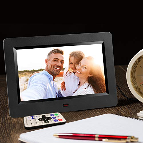 ARUNGO Digital Photo Frame Picture Frame 7 inch Digital Frame Video Music Player Support USB SD Slideshow with Remote Controller Gift Package