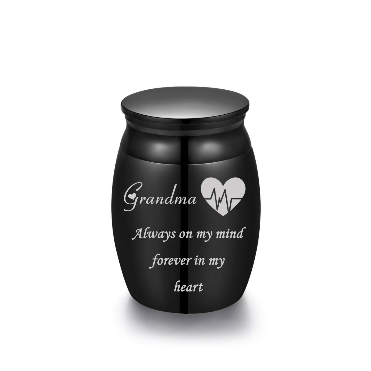 Sunling Mini Stainless Steel Decorative Cremation Keepsake Urns for Ashes 1.57 Inch High Small Funeral Urns Memorial Ashes Holder Share with Familiy Members-Black Color
