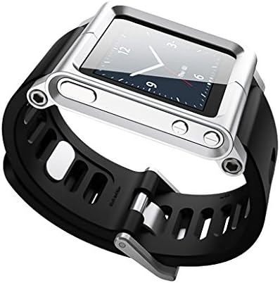 Adjustable-Length Wide Sport Strap Watch Band for iPod Nano 6th Generation,Aluminum Case,Silicon Belt (Silver)