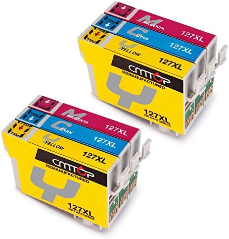 CMTOP 3Colors Remanufactured 127 127XL Ink Cartridges High Yield, (2 Cyan 2 Magenta 2 Yellow) for Workforce WF-3540 WF-3520 WF-7510 WF-7520 WF-7010 60 845 840 545 645 630 Stylus NX530 NX625 Printer