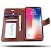 AMOVO Case for iPhone Xs/iPhone X (5.8’’) [2 in 1] iPhone Xs Wallet Case [Detachable Folio] [Vegan Leather] [Wrist Strap] iPhone X Flip Case with Gift Box Package (X/XS (5.8'') Brown)